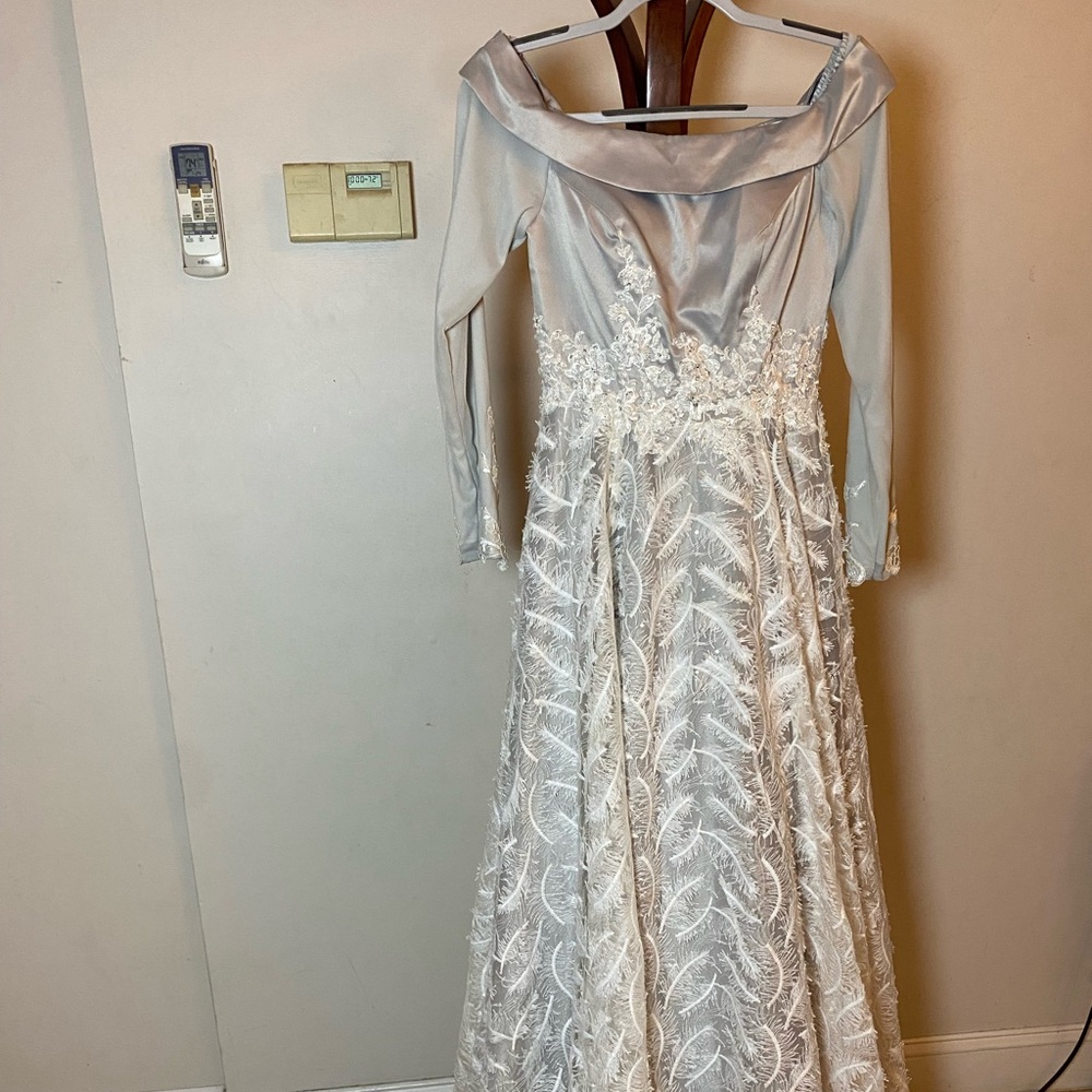 Dave & Johnny Silver and White Dress